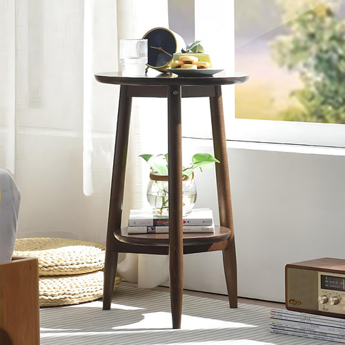Two-Tier Solid Wood Side Table