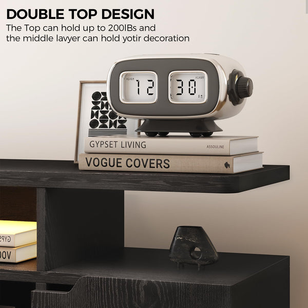 TV Stand for 85 Inch TVs with Power Outlet & LED Lights