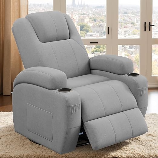 Swivel Rocker Recliner Chair with Vibration Massage