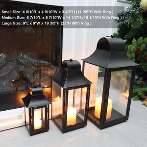 Metal Square Candle Lanterns Set of 3 – Indoor & Outdoor Decorative Holders