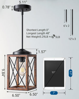 2-Pack Farmhouse Pendant Light Fixture – Adjustable Metal Hanging Light