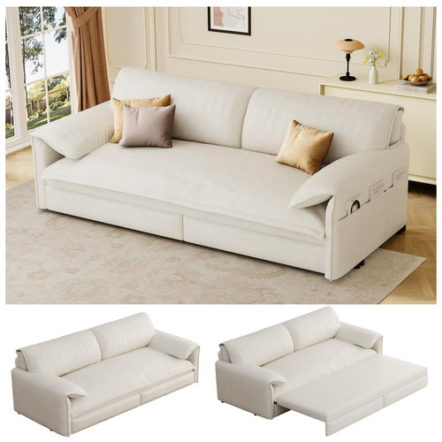 Queen Sleeper Sofa Bed – 3-in-1 Convertible Velvet Pull-Out Couch