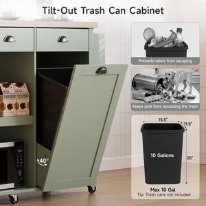 Kitchen Island with Drop Leaf & Trash Cabinet