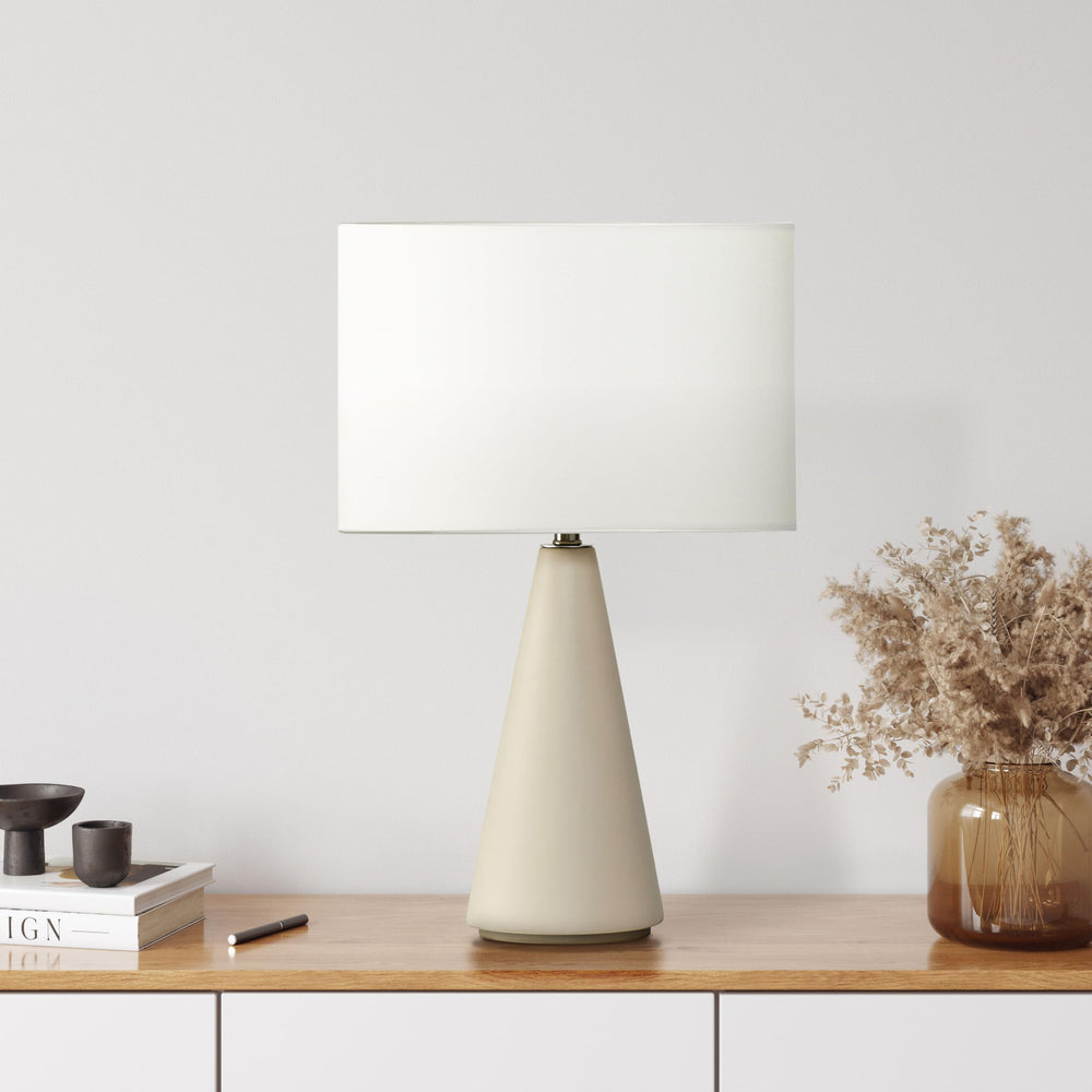 Cement Base LED Table Lamp with Cotton Drum Shade