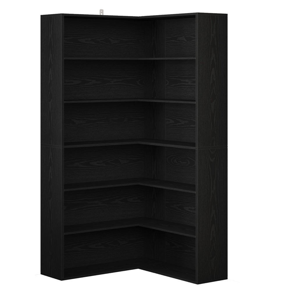 6-Tier L-Shaped Corner Bookshelf with Baffles