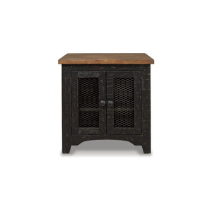 Rustic Farmhouse End Table with Storage Cabinet