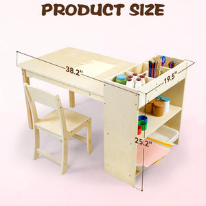 Kids Art Table and Chair Set with Storage