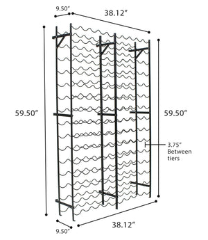 15-Tier Freestanding Metal Wine Rack – 75 or 150 Bottle Storage