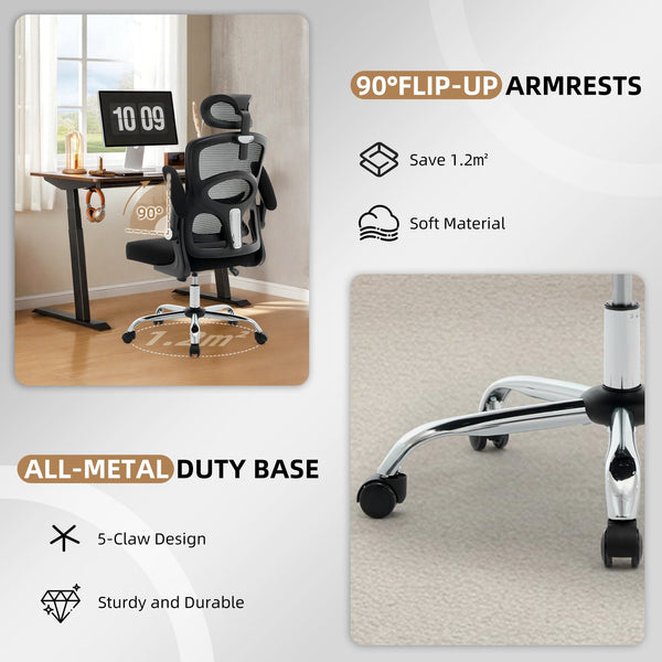 High Back Ergonomic Mesh Office Chair with Lumbar Support & 360° Swivel