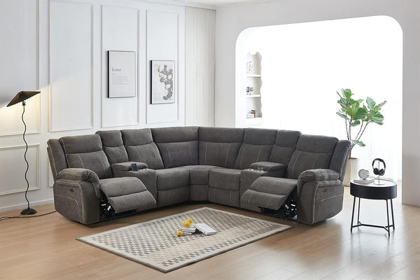 Power Reclining Sectional Sofa with USB Port & Console Storage