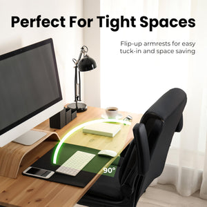 Ergonomic Mid-Back PU Leather Office Chair with Flip-Up Armrests