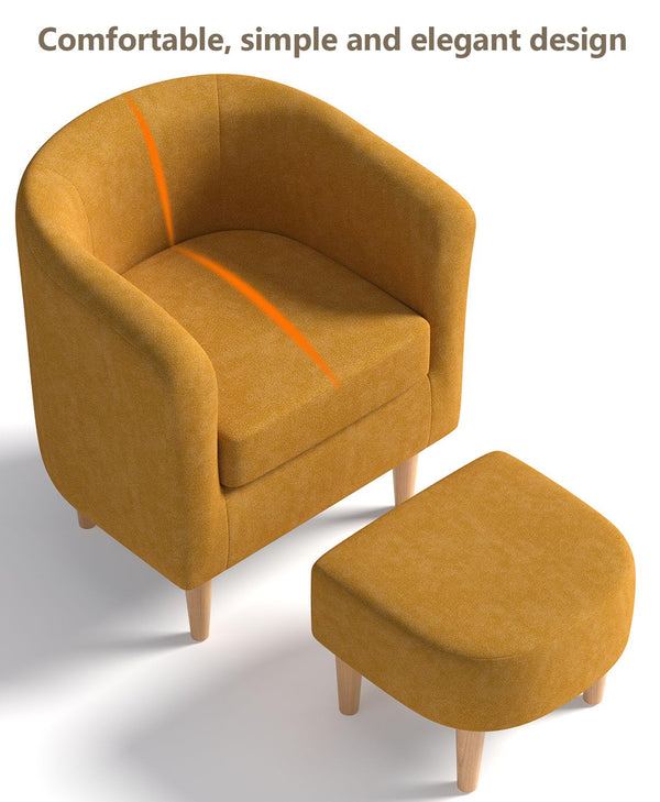 Barrel Accent Chair with Ottoman Set