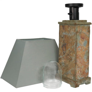 Modern Slate Outdoor Table Lamp with Cotton Shade, Set of 2
