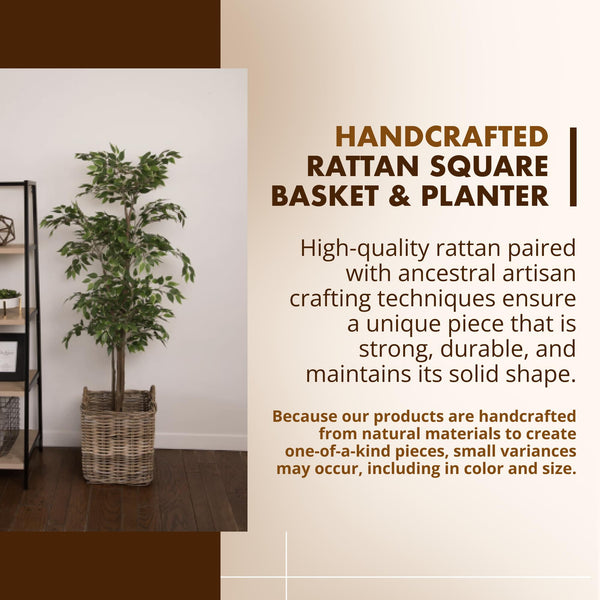 Large Square Rattan Storage Basket