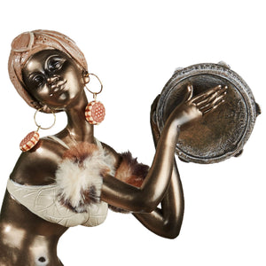 African Woman Dancing Table Sculpture – Bronze Finish