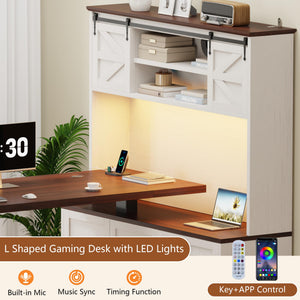 L-Shaped Electric Standing Desk with Hutch & File Cabinet