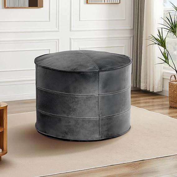 Genuine Leather Ottoman Pouf – Square & Round Foot Rest