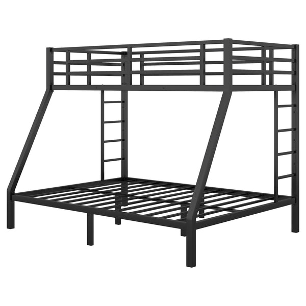Twin XL over Queen Metal Bunk Bed with Ladders & Guardrail