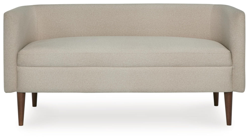 Upholstered Accent Bench with Curved Backrest, Beige
