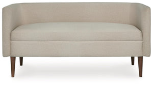 Upholstered Accent Bench with Curved Backrest, Beige