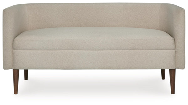 Upholstered Accent Bench with Curved Backrest, Beige