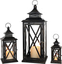 Metal Square Candle Lanterns Set of 3 – Indoor & Outdoor Decorative Holders