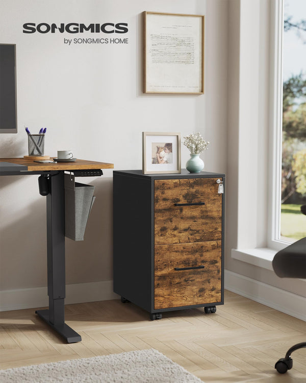 2-Drawer Mobile File Cabinet with Lock