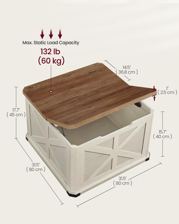 Square Lift-Top Coffee Table with Hidden Storage