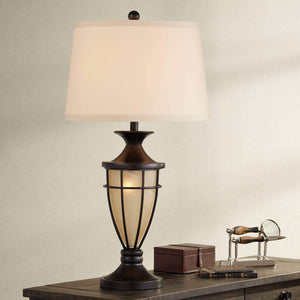 Mission Cage Table Lamps Set of 2 with Night Light, 33" Tall