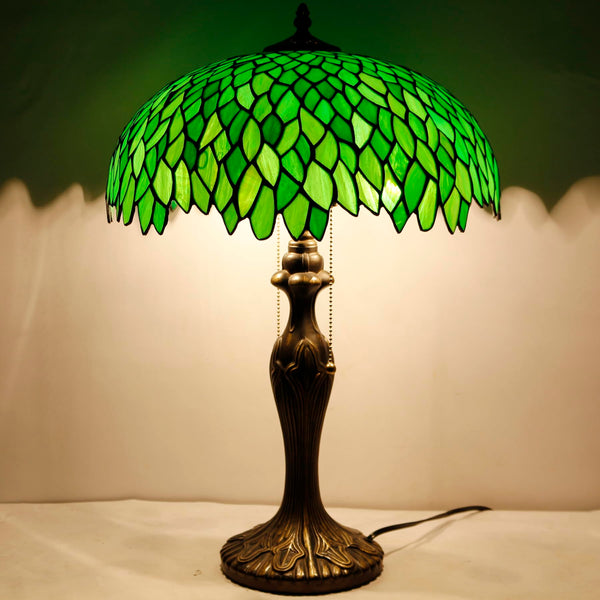 Tiffany Style Stained Glass Table Lamp – Green Wisteria