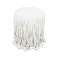 Round Vegan Leather Ottoman with Kiln-Dried Pine Frame