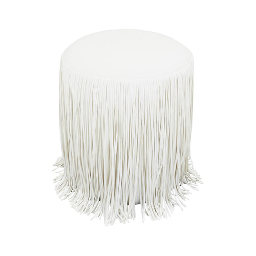 Round Vegan Leather Ottoman with Kiln-Dried Pine Frame