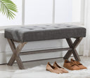 PU Leather Upholstered Entryway Bench with X-Shaped Wood Legs