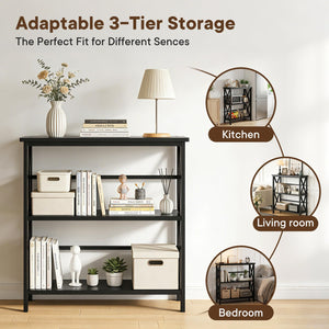 3-Tier Bookshelf with X-Frame Wood Design