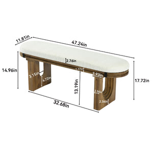 Solid Wood Upholstered Bench 47"