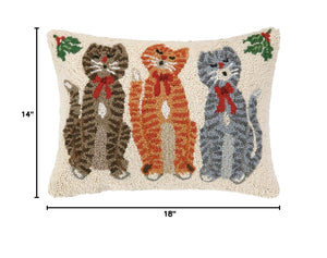 Caroling Cat Trio Hook Wool Throw Pillow