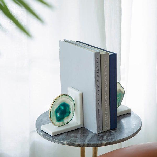 Polished Agate & Marble Bookends Set of 2