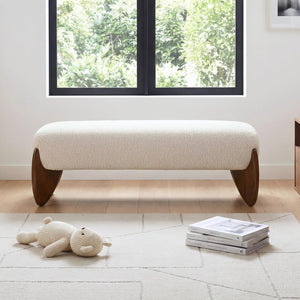 Upholstered Boucle Bedroom & Entryway Bench
