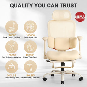Ergonomic Office Chair with Footrest & 4D Arms