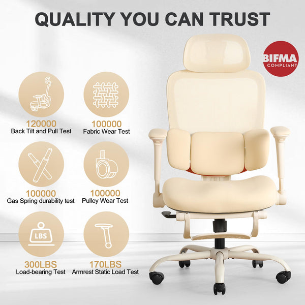 Ergonomic Office Chair with Footrest & 4D Arms