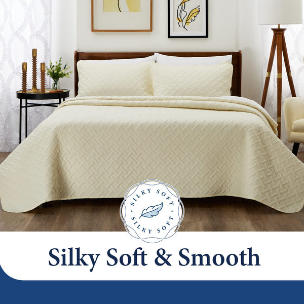 Bamboo Quilt Set – 3-Piece Quilted Coverlet with Pillow Shams
