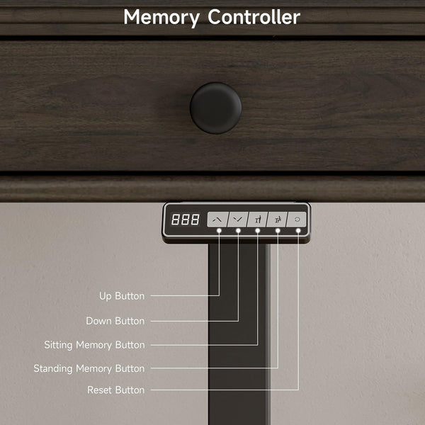 Electric Standing Desk with Drawers and Storage Outlets