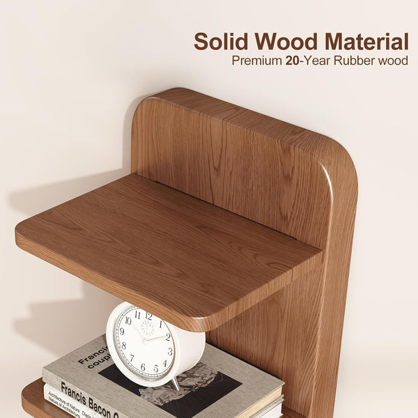 5-Tier Solid Wood Narrow Bookshelf