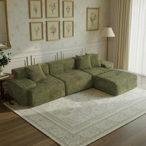 Modular Sectional Sofa with Ottoman – Chenille Cloud Couch