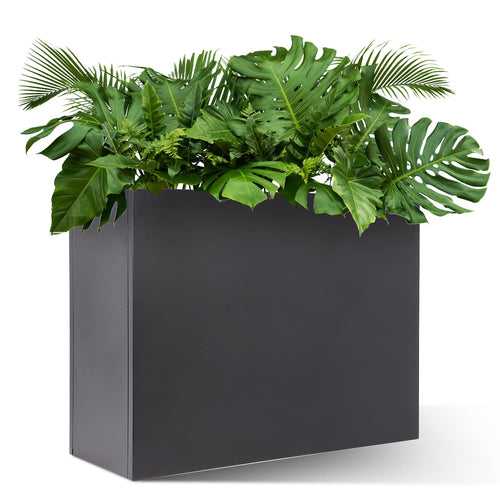 Metal Tall Rectangular Planter Box with Drainage Holes & Removable Shelf