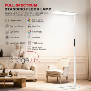 150W Full-Spectrum LED Floor Lamp, 11000LM Dimmable 4000K, Motion Sensor & Nightlight, 79"