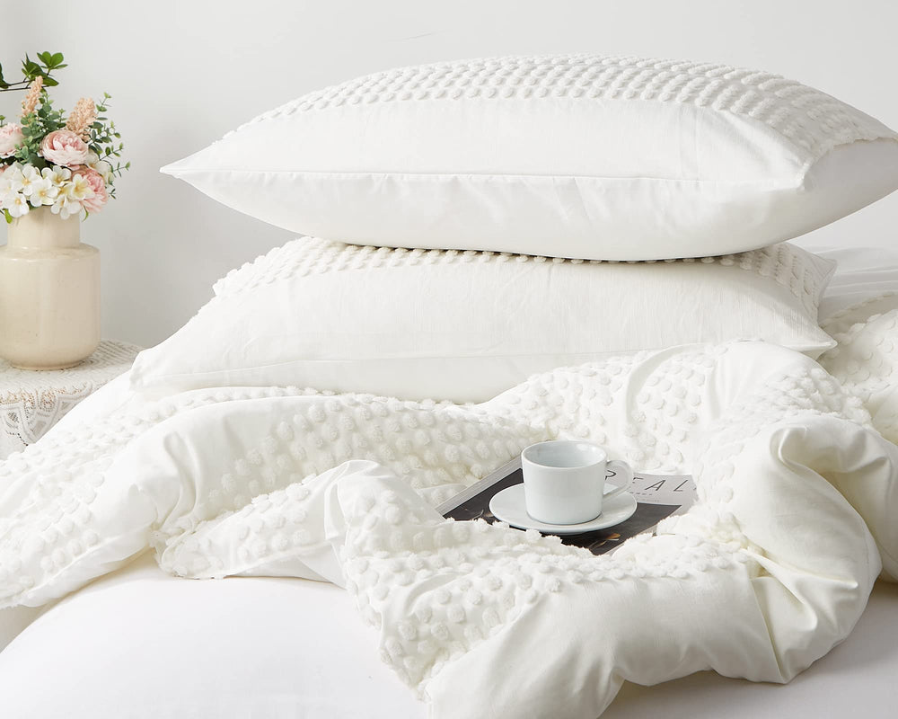 Boho Tufted Comforter Set with Pom-Pom Trim | Queen & King