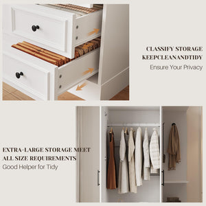 White Armoire Wardrobe Closet with Drawers & Doors