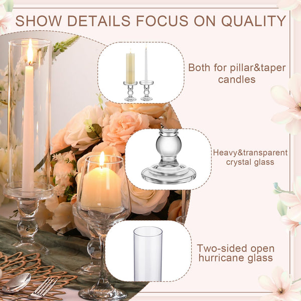 Hurricane Glass Taper Candle Holders Set of 12