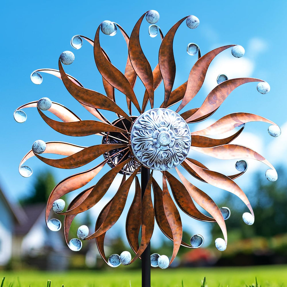 Large Outdoor Metal Wind Spinner with Stake 84 Inch